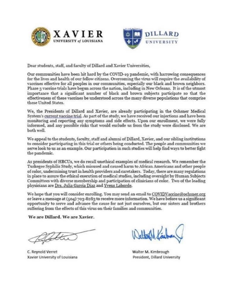 profblmkelley's tweet image. Woke up this morning still mad and wondering why this hasn’t made the national news yet? Asking students at two HBCUs to sign up for vaccine trials under university letterhead.