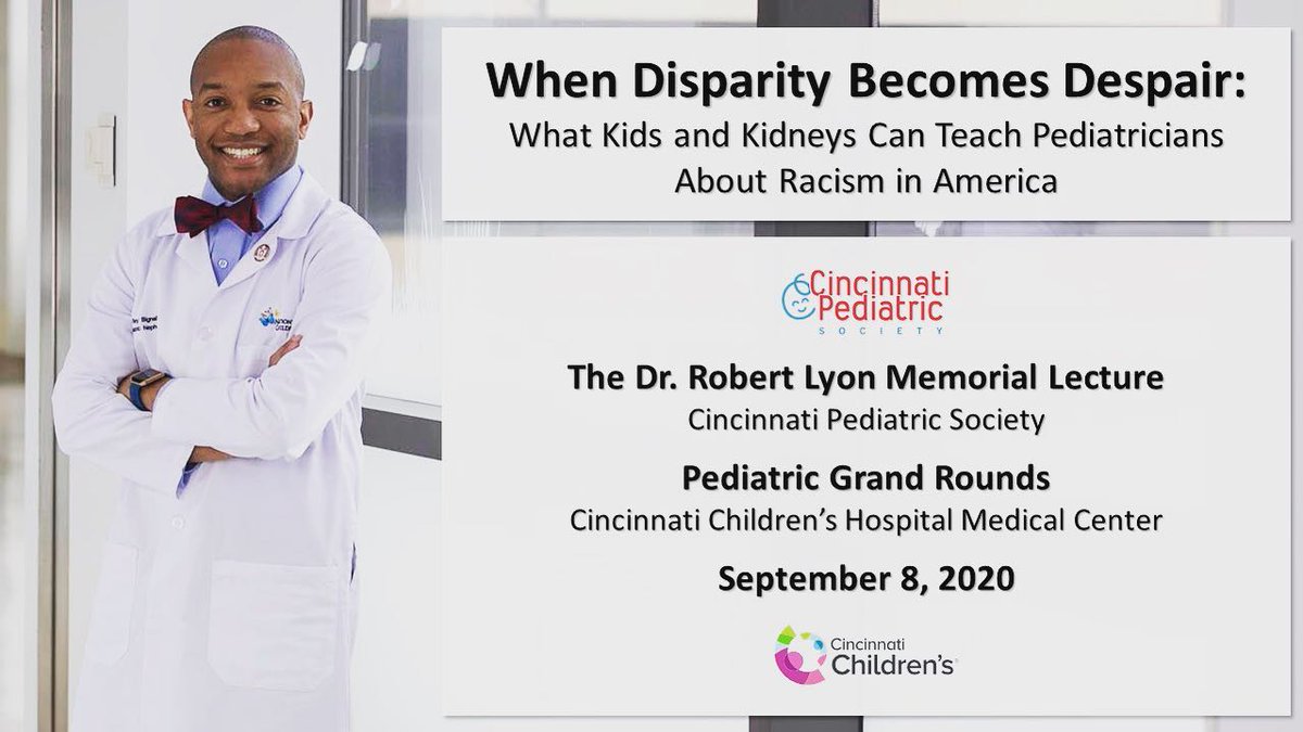 Please join us tomorrow for the 42nd annual Lyon Lecture!  We are thrilled that Dr. Ray Bignall will be speaking on "What Kids and Kidneys Can Teach Pediatricians About Racism in America."  

If you aren't able to attend, follow this link for the stream: cchmc.cloud-cme.com/default.aspx?p…