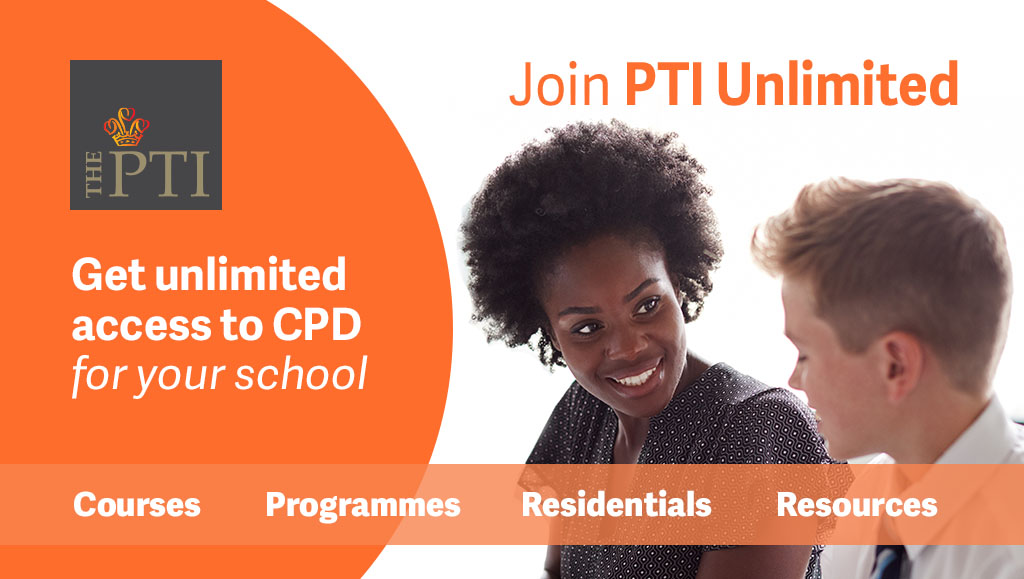PTIEducation's tweet photo. Support your school teachers this year with unlimited CPD courses from the PTI.

The PTI is an education charity working to develop specialist subject knowledge &amp; transformational teaching. 

Join PTI Unlimited and get access to all our courses &amp; events: https://t.co/vQzhUCImta https://t.co/3fiboqaqpg