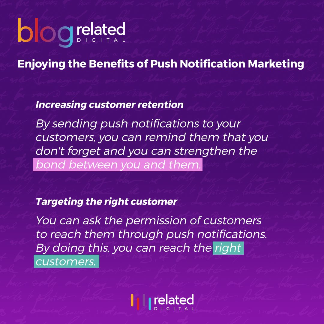 RelatedDigital's tweet photo. Push notifications are the little alerts and notifications you receive from apps on a mobile device. Read our blog post to learn the benefits of push notification marketing.
👉 https://t.co/u4S435JAHx
#relateddigital #marketingautomation #rmc https://t.co/PplJ1lLaKV