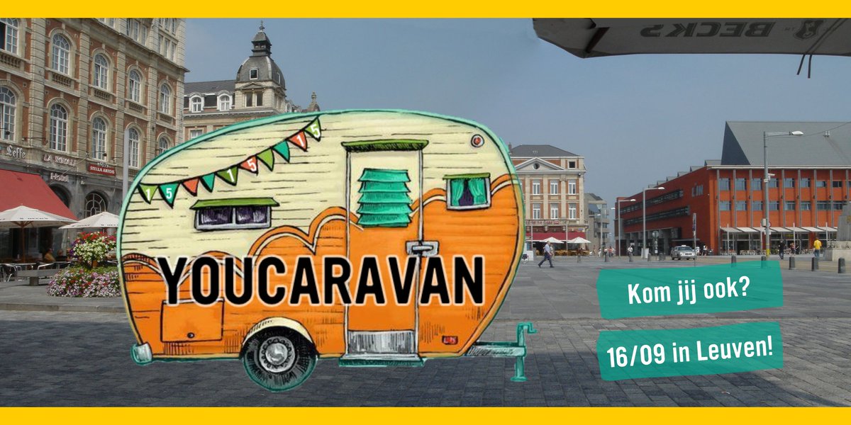 Op 16 september staat de YOUCAravan in Leuven! 🚚 
YOUCA bestaat 15 jaar en dat moet gevierd worden! 🎉
Ontdek onze organisatie, ontmoet er onze jongeren, proef van de YOUCA-vibe, kom meer te weten over het project in Brazilië en Filipijnen, ... en vier met ons mee! 🥳