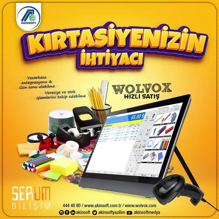 Kırtasiyeler için hızlı satış, veresiye takibi ve barkodlu çözümler Akınsoft farkı ile Serum Bilişim'de..
Bilgi İçin: 0850 224 83 43 serumbilisim.com
 #kirtasiye #satış #satışyazılımı #wolvox #hızlısatış #kırtasiyeprogramı #barkodlusatış  #akinsoft #serumbilisim #bursa