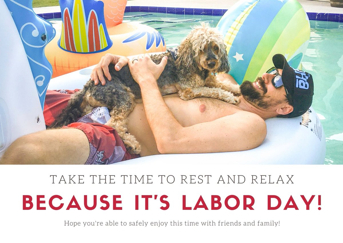 cskcreative's tweet photo. From all of us here at CSK Creative, we wish you a very Happy Labor Day!
#laborday2020 #dogdaysofsummer #itsfiveoclocksomewhere https://t.co/x8Os70a8A0