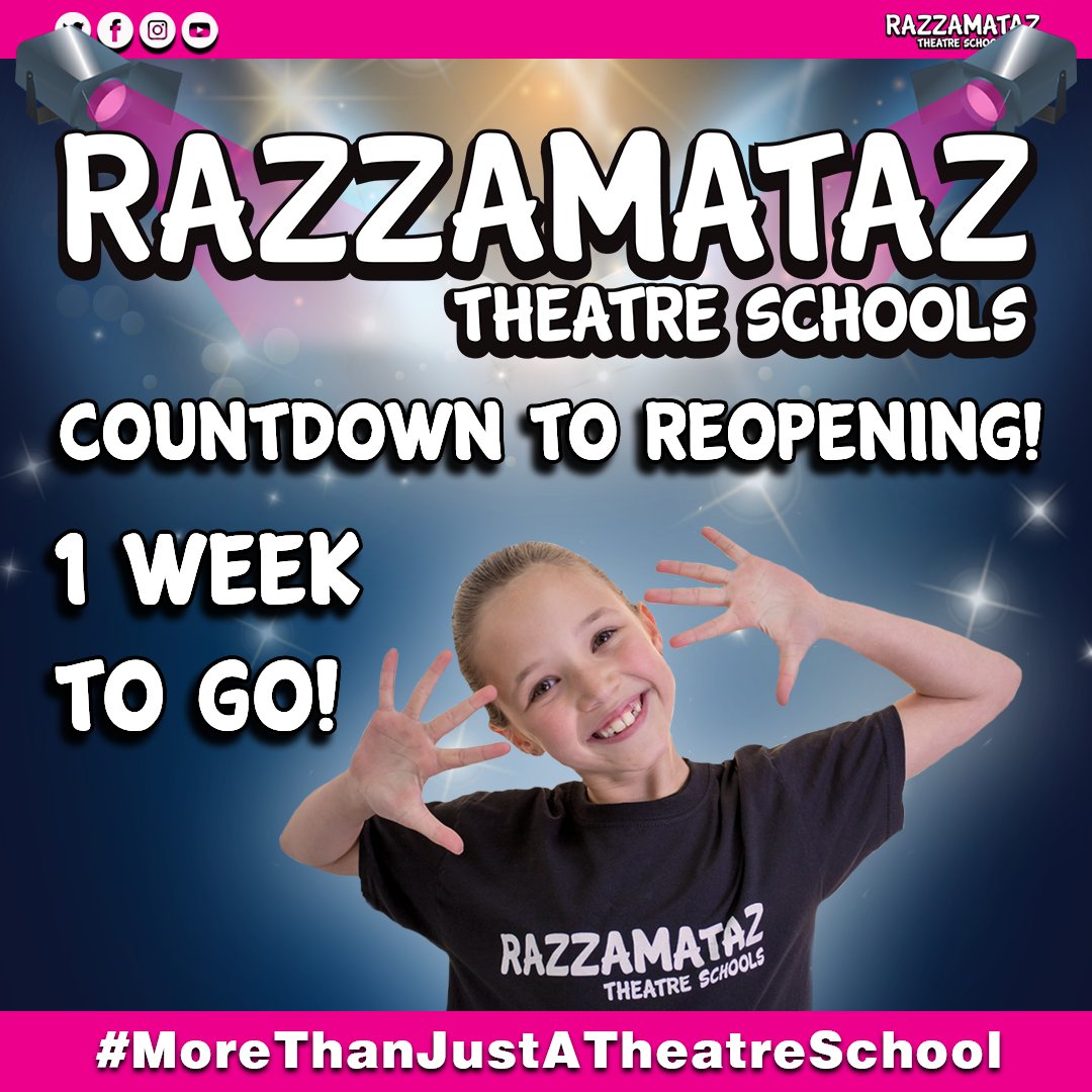💙One week today!💙 
Keep a look out in your email inboxes for final details for Monday 14th September if you have any questions please do not hesitate to contact us on dumfries@razzamataz.co.uk 

#excited #countdown #dumfries #razzamataz #morethanjustatheatreschool #weareback
