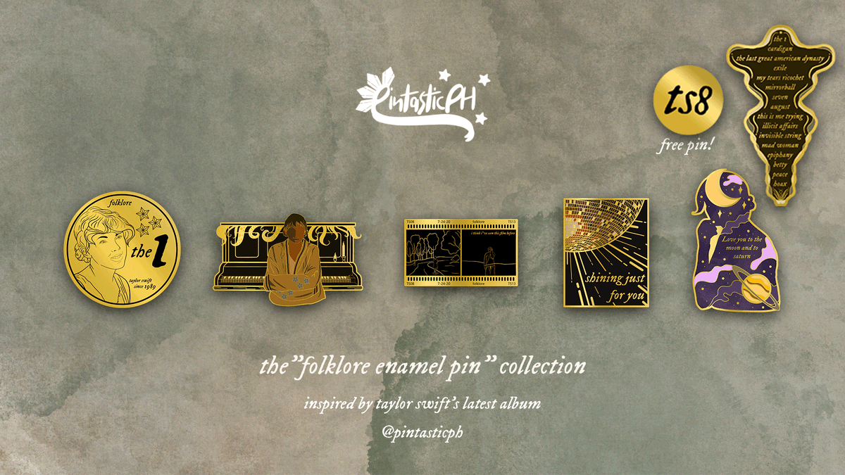 pintasticph's tweet photo. Now available the "folklore enamel pin" collection. Pledge now! Link: https://t.co/a98enuWJ5h 
This will cost you 0$ to share/RT. Thank you!🥺❤️ #taylorswift #folklore https://t.co/AtskjOAtJR