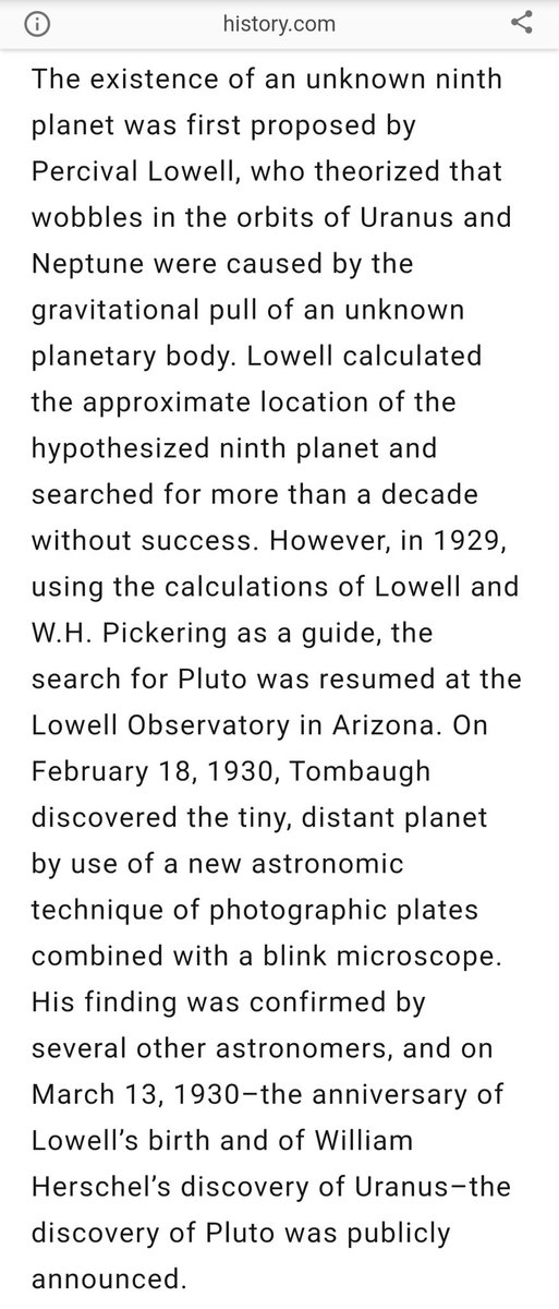 On February 18, 1930, Pluto was discovered by Clyde Tombaugh in the Lowell Observatory in Arizona, USA using a telescope and photographic plates. Before its discovery, Percival Lowell theorized the existence of a "trans-Neptunian" planet, that soon later confirmed it was Pluto.