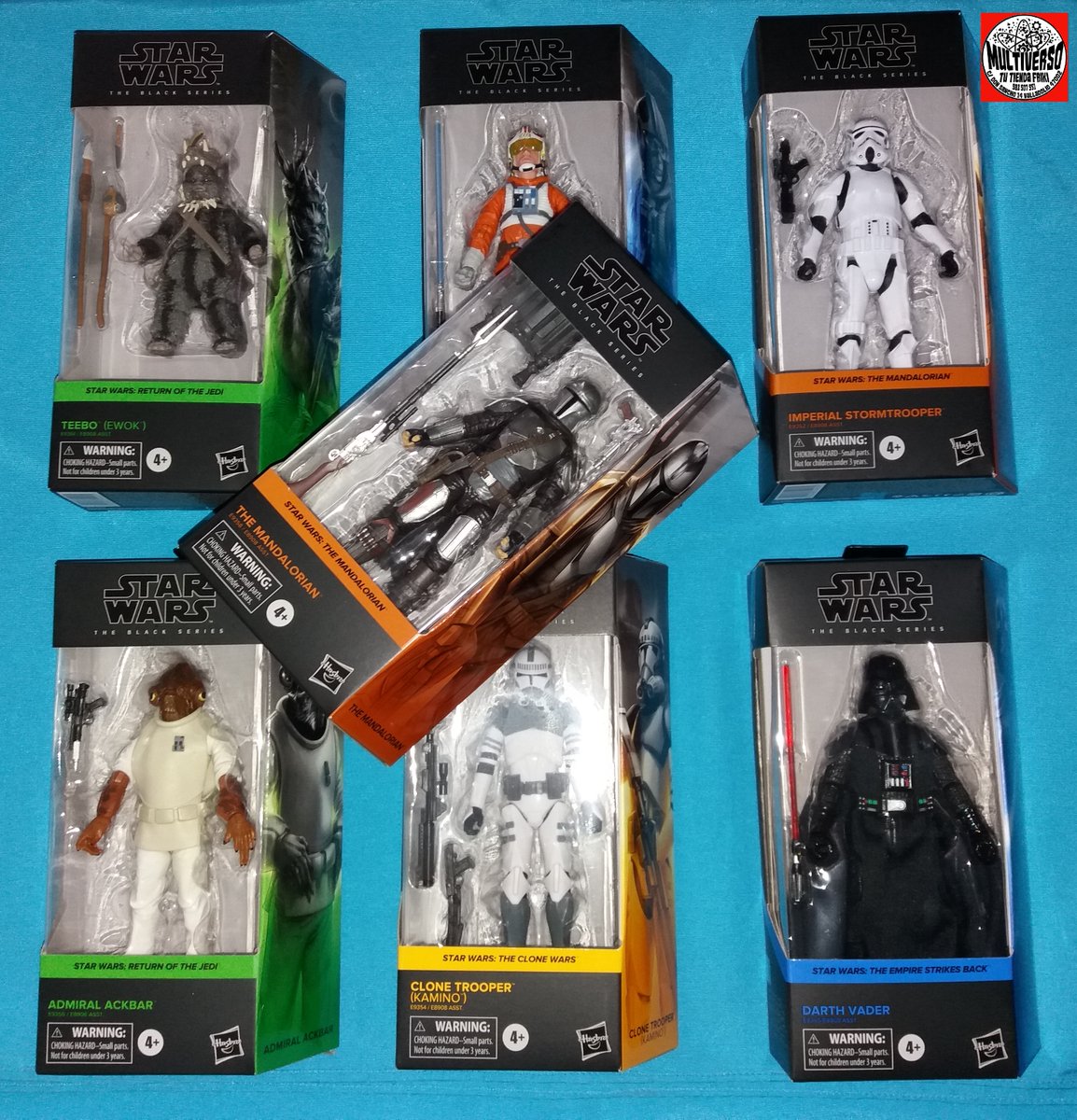 multiversofriki's tweet image. Nueva línea de figuras de #StarWarsBlackSeries
Luke de piloto, el Ewock #Teebo, #DarthVader, el Almirante #Ackbar, #CloneTrooper, el Mandaloriano y #Stormtrooper.
Son figuras articulables de alta calidad de unos 15 cm. fabricadas por @Hasbro