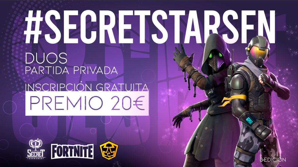 SecreTournament's tweet photo. ¡Presentamos un nuevo torneo para #Fortnite de la mano de Super Stars! Entrada gratuita con 20€ de premio. #SecretStarsFN

📝Requisitos para participar.
• Seguir a @SecreTournament
• Seguir a @SuperStarsEU
• Dar RT al post 

El sorteo se hará el viernes día 11 a las 17:00 ESP https://t.co/2RhG1M6v2r