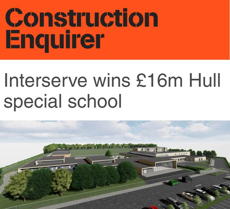 A great result for the <a href="/interserve/">Interserve</a> Yorkshire team, and fantastic to be working with the <a href="/East_Riding/">East Riding Council</a> team again on such an important local project <a href="/YORhub/">YORhub</a> #Education #Yorkshire #StudentExperience #getbritainbuilding #construction #YORbuild constructionenquirer.com/2020/09/07/int…