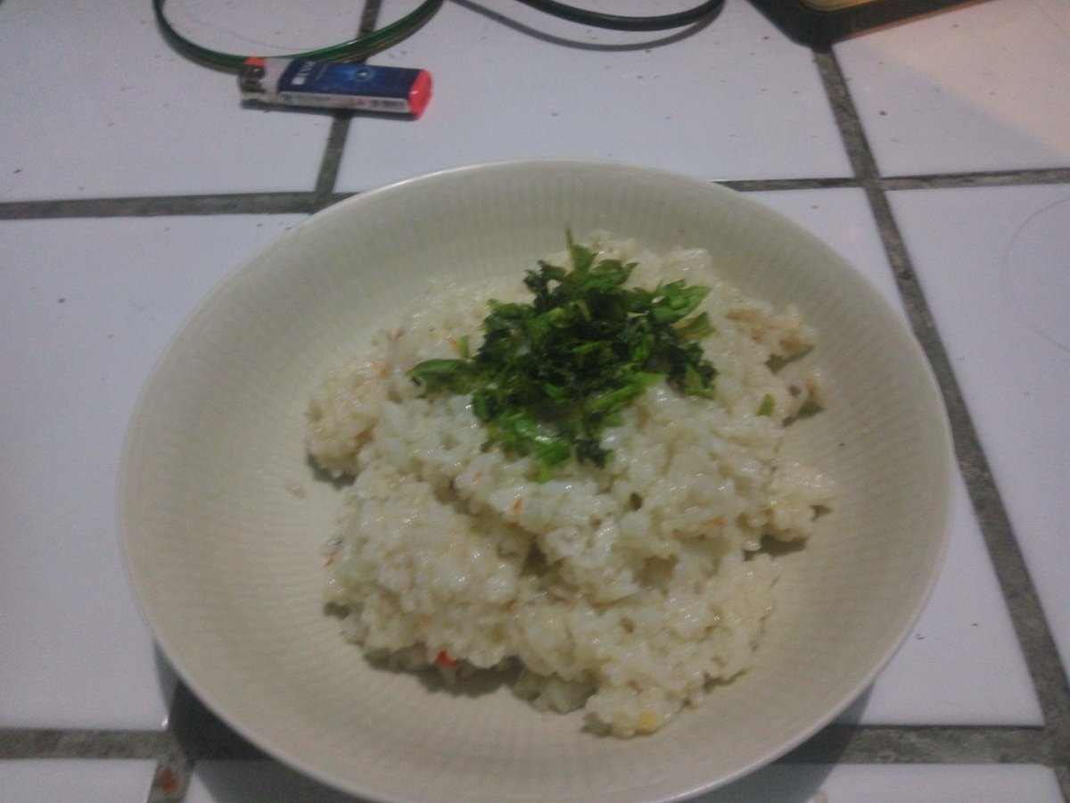 akhirnya bisa bikin risotto tapi rasanya seblak