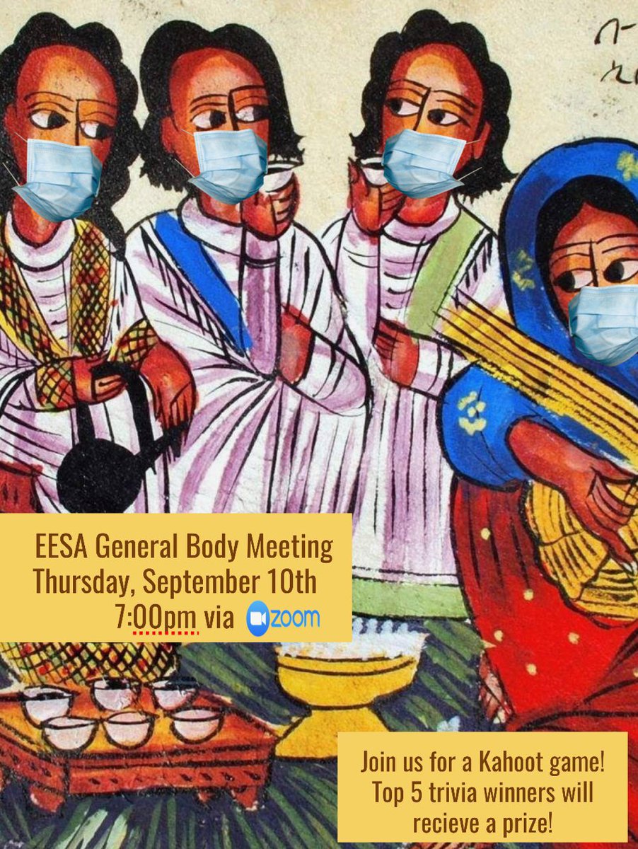 VT_EESA's tweet image. First General Body Meeting this Thursday, September 10th via Zoom. Don’t forget your masks!