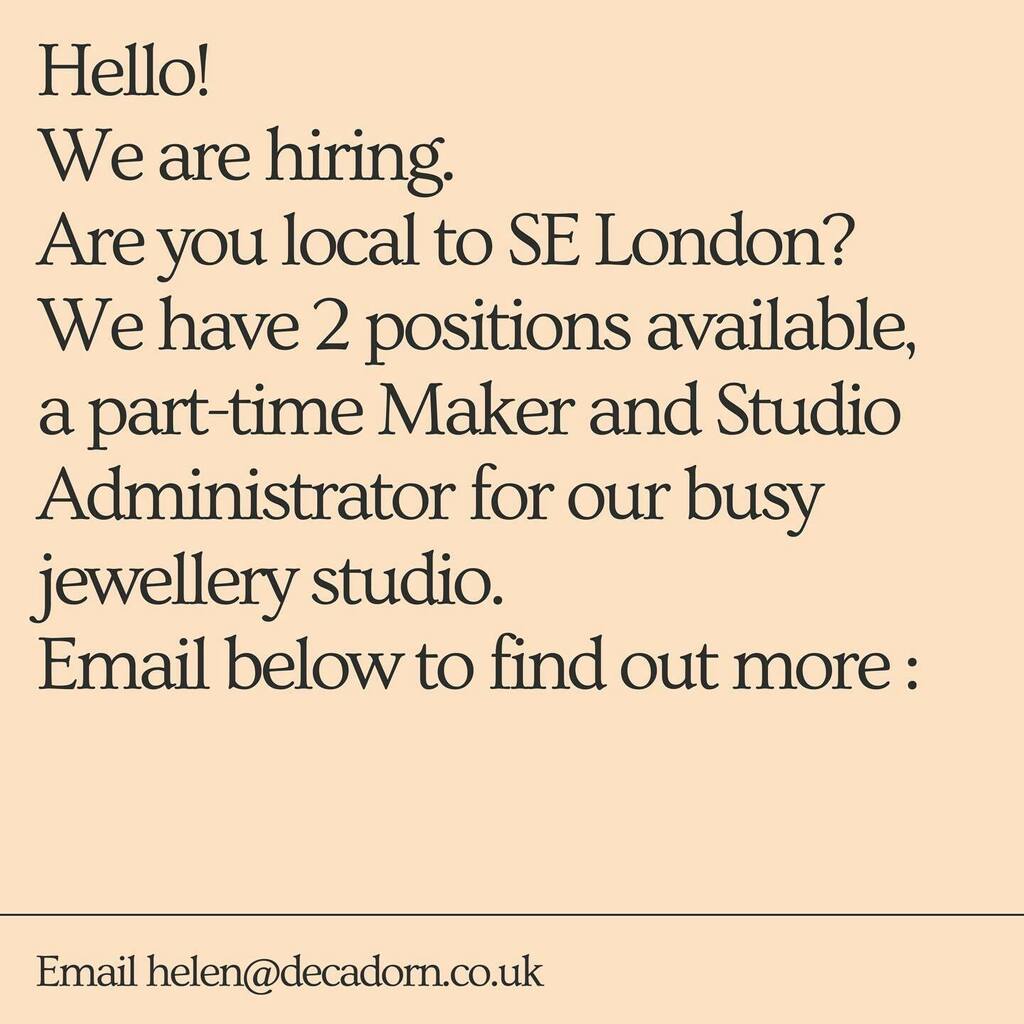 Decadorn's tweet photo. We are growing faster than we can manage and the days just fly by, hence the basic advert ;) If you are local to SE London, creative and organised this could be for you. Email helen@decadorn.co.uk for more details;) https://t.co/Xb3LQePj35 https://t.co/xV2aL5QrxG
