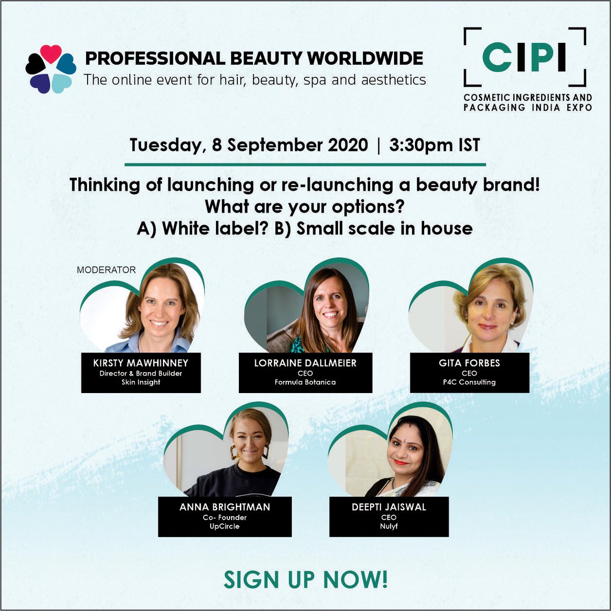Join us for <a href="/cipi_india/">Cosmetics Ingredients and Packaging India</a> global panel discussion on 'Thinking of launching or re-launching a beauty brand!
What are your options? 
White label? 
Small scale in house production &amp; fulfillment 
Outsourced contract manufacturer &amp; logistics'
Register: bit.ly/PBWRN