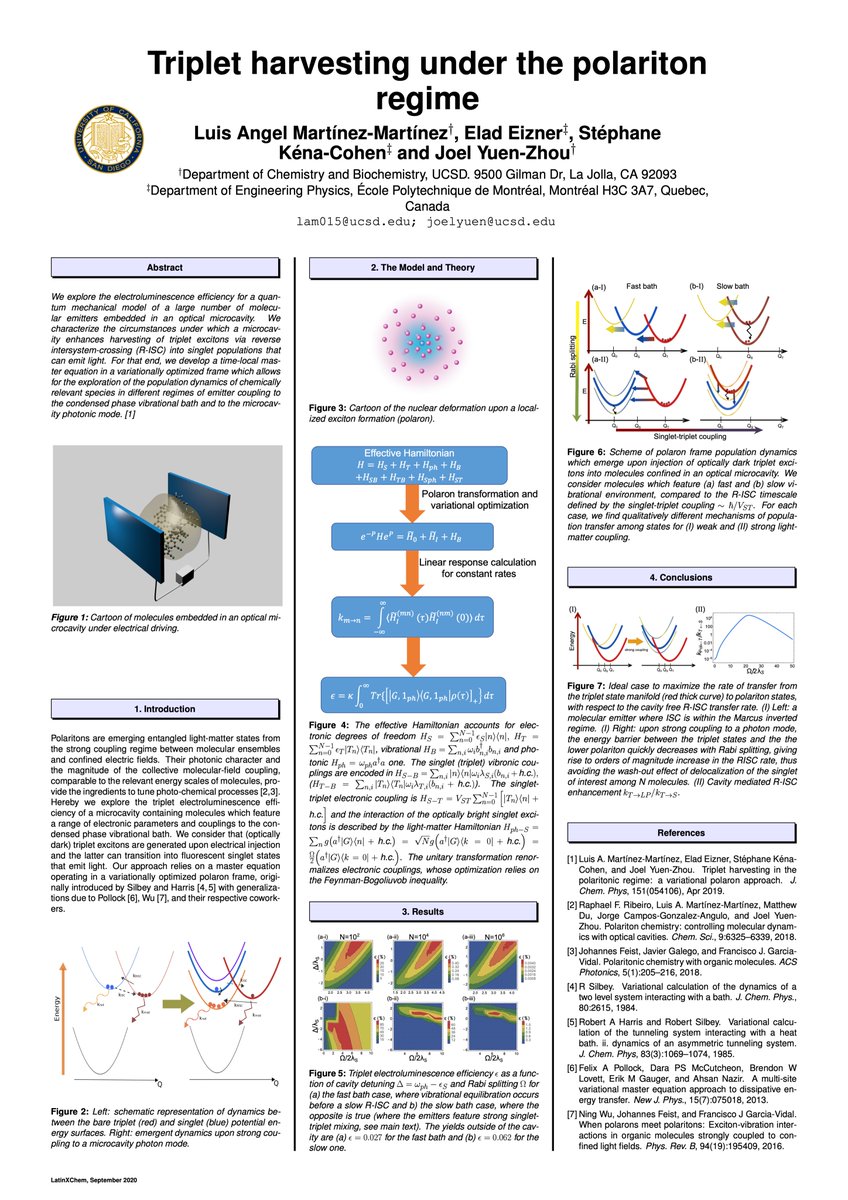 LamQ310's tweet photo. Hi @LatinXChem , I am happy to share my work "Triplet harvesting under the polariton regime". #LatinXChemTheo #Theo167 https://t.co/cWlFWIeKBE