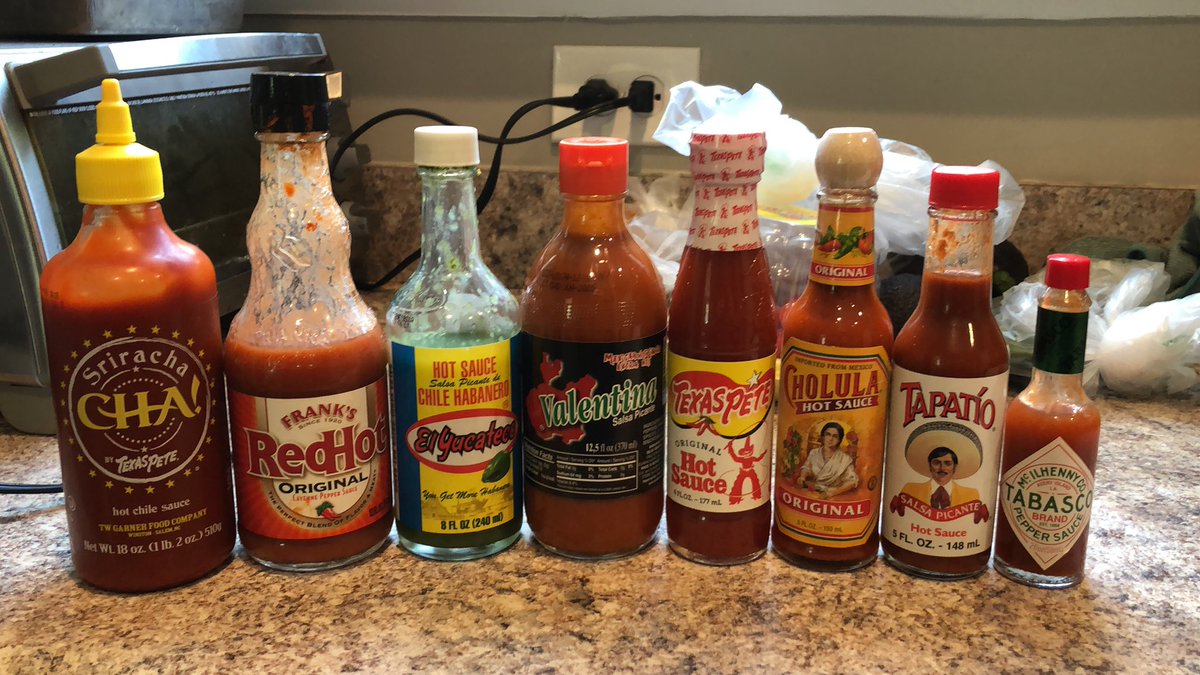 mattyfred_'s tweet photo. Alright, after some great suggestions from you all, my starting hot sauce collection is now complete #hotsaucemedtwitter https://t.co/IlrkBrbPBm