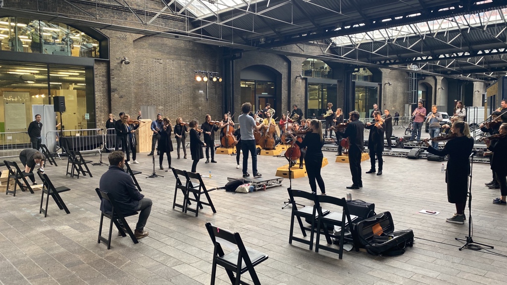 auroraorchestra's tweet photo. Just an hour to go before Aurora gives the UK’s first performance of a full-scale symphony to a ticketed audience since lockdown @kingscrossN1C @KingsPlace https://t.co/hFWD4ZARsf