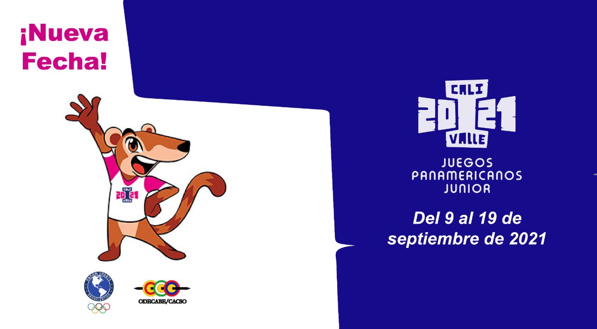 CentroCaribeS's tweet photo. OFFICIAL! New date for the I Junior Pan American Games.  #CACSO family wishes you successes 🙌👏. #calivalle2021 

---
¡OFICIAL! Nueva fecha para los I Juegos Panamericanos Junior. La familia #ODECABE les desea éxitos 🙌👏. https://t.co/2QsaFQk4xY