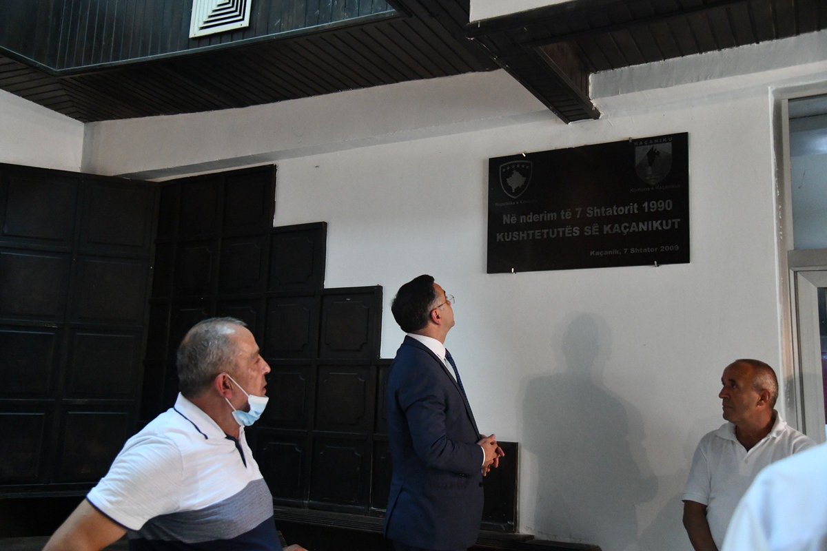 besnik_tahiri's tweet photo. #July1990 marks a turning point in #KS statebuilding. #DeclarationofConstitution, after decades of systematic oppression, was an expression of democracy. Today, in Kaçanik w/ Mayor@BesimIlazi, promised help of #RKSGov to restore the hall where #ConstitutionofKaçanik was approved. https://t.co/4G8HJrPqo6