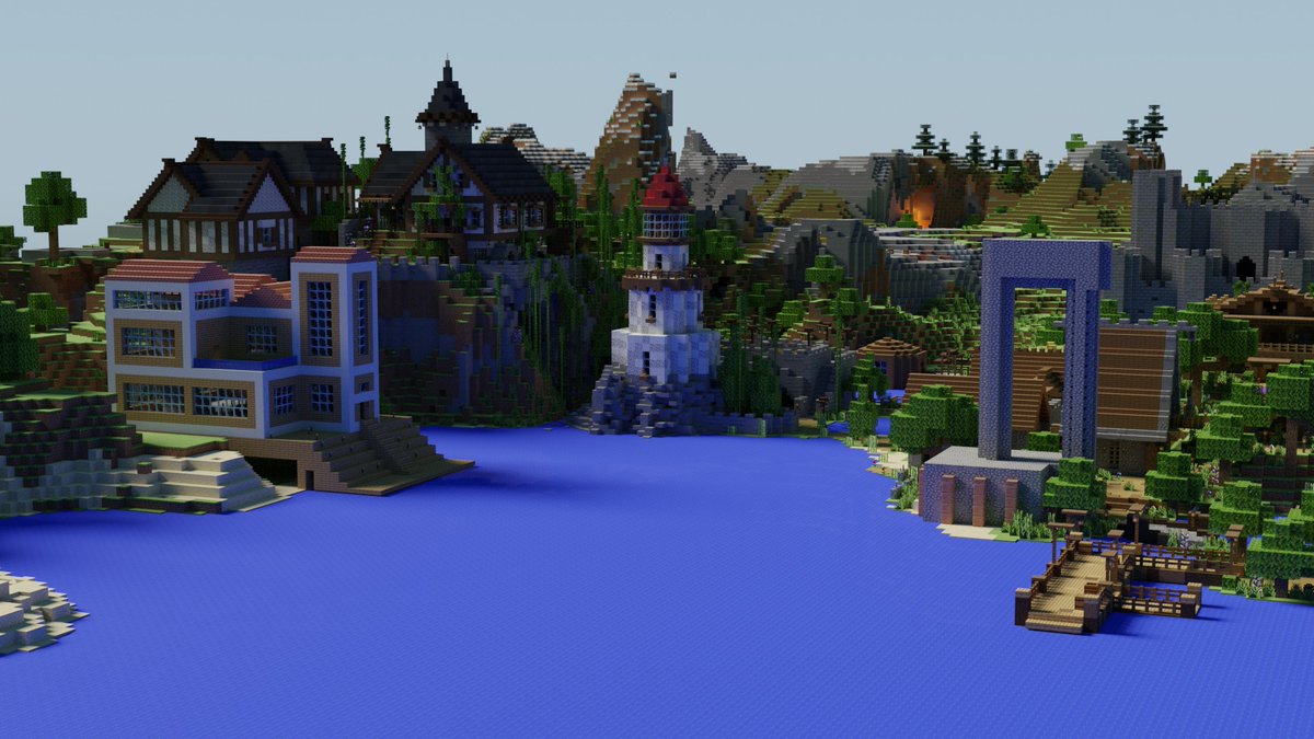 JTandBex's tweet image. Calamityville has grown so much I can't get it into one shot any more! So here's 3 shots!

Which build do you think you'll see spinning in the weekly video?

#Minecraft #Blender #SubServer!