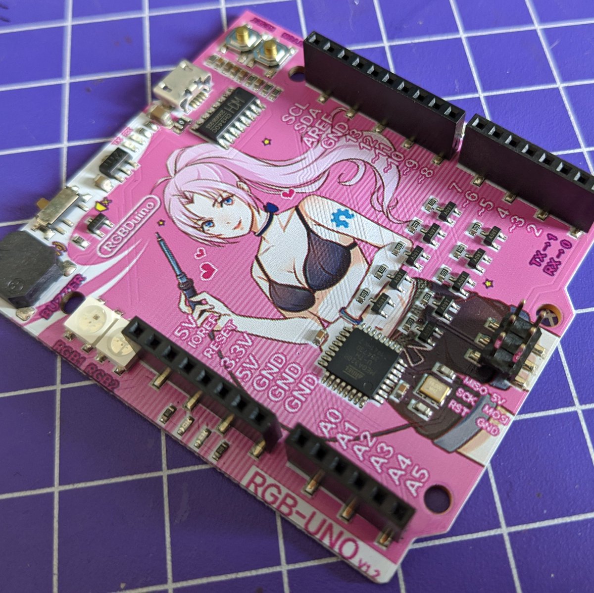 Leeborg_'s tweet image. This RGBDuino PCB is fully color printed ! 😍