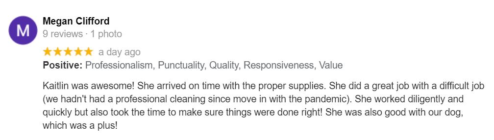 We really appreciated this review from Megan! At HappyCleans we love pets :)