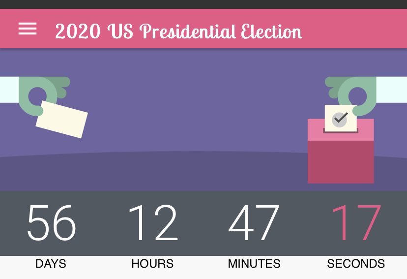 PVTrump's tweet photo. #TrumpPatriots only 56 days until the #MostImportantElection !! @realDonaldTrump needs to be elected for #4MoreYears to #KAG #LawAndOrder #DefendThePolice #JobsNotMobs #KeepOurGuns #BiggestTaxCuts &amp; #GreatestEconomyInTheWorld !! PLEASE #VoteRedToSaveAmerica #MAGA #Trump2020 https://t.co/ylYJAmE5GX