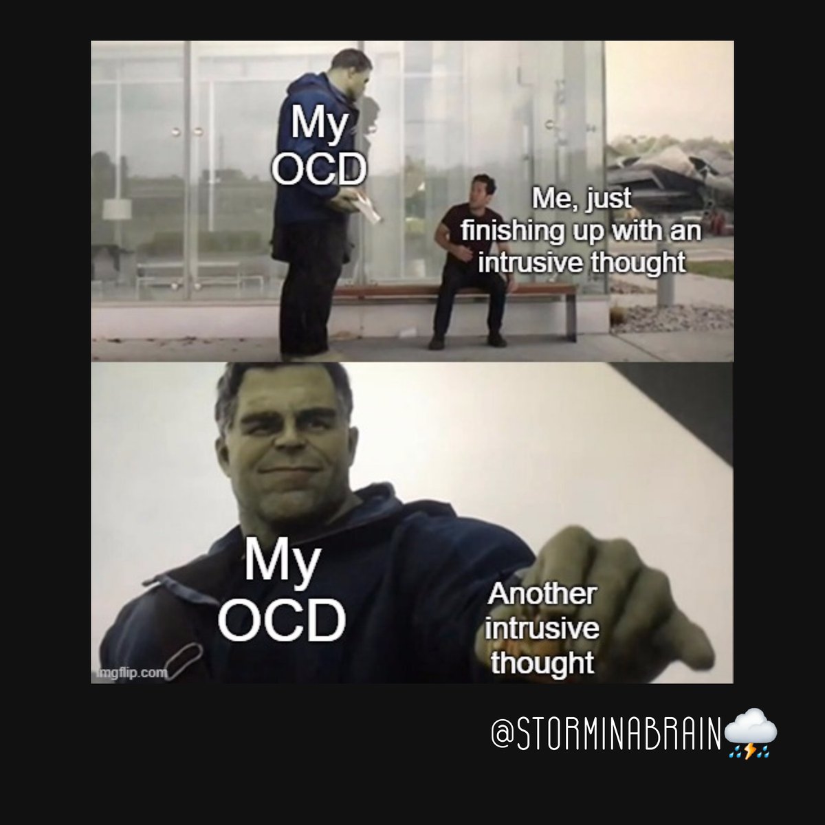StormInABrain1's tweet photo. .
.
.
.
#storminabrain #mentalhealth #mentalhealthawareness #anxiety #anxietyawareness #panicattack #panicattacks #ocd #mentalhealthmemes #anxietymemes #ocdmemes #irrationalthoughts #intrusivethoughts #itsokaynottobeokay #endthestigma #mentalhealthstory #mymentalhealth #therapy https://t.co/rnz5B34CmL