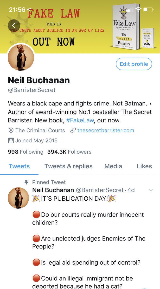 BarristerSecret's tweet photo. I can’t live with the secrecy anymore. 

I’m breaking cover. https://t.co/VJ4P1hU3XX