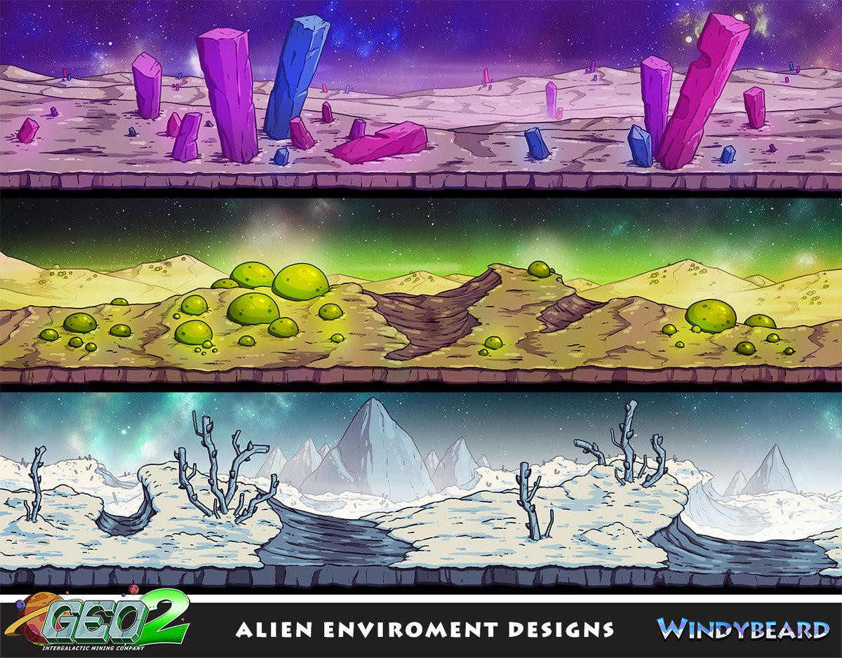 WindybeardGames's tweet photo. There are loads of strange alien locations to visit and mine in Geo 2. Check these out!
❓Which one do you like best❓
#Geo2Game #Digitalart #Gamedev #indiegame #landscapeart https://t.co/VhjF8B7SUl