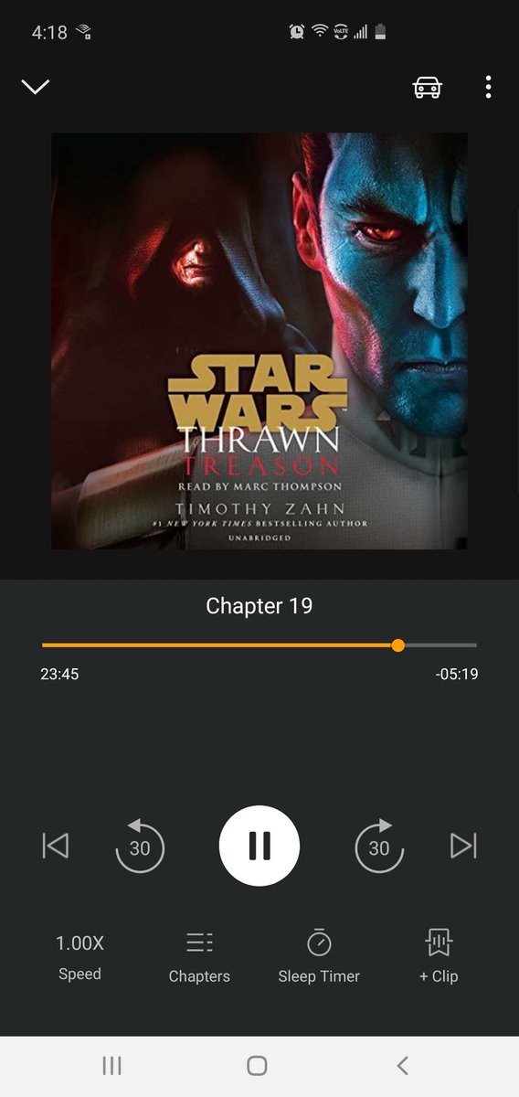 TheStarWarsGuru's tweet photo. Almost done listening to #ThrawnTreason
@DelReyStarWars #StarWars https://t.co/knecz74HzD