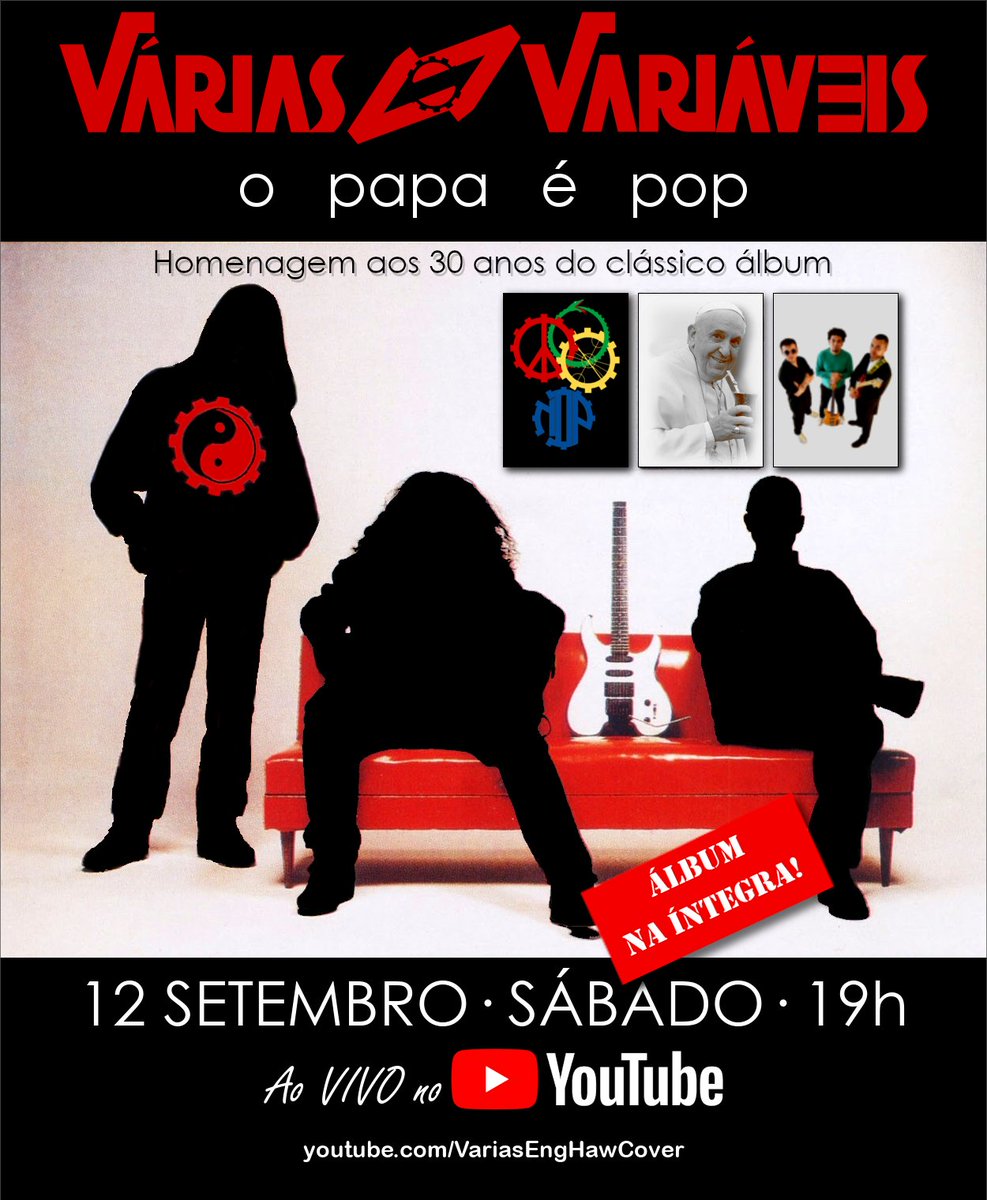 Vv_EngHawCover's tweet photo. Está chegando a hora! SÁBADO 12/9 tem show ESPECIAL ao vivo da VÁRIAS VARIÁVEIS no #YouTube, em homenagem aos 30 anos d' O PAPA É POP!
https://t.co/lHOCq22fti
Clica no link acima e ative o 🔔 - o YouTube não vai deixar você perder a hora ! Até lá! 😉👍🏽 https://t.co/fOrUDL17IO