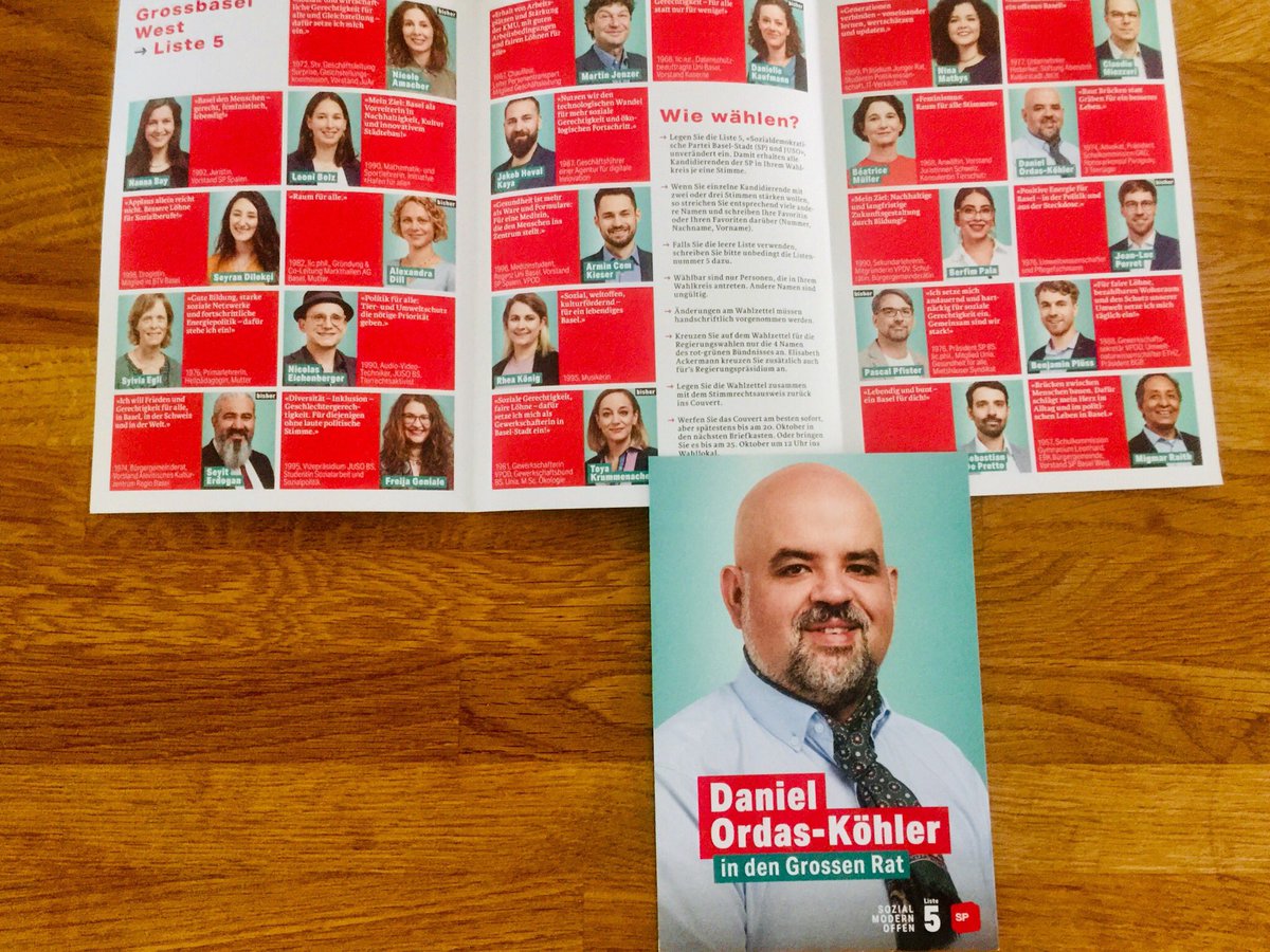 danielordas_es's tweet photo. Me presento a las elecciones al Parlamento del cantón de Basilea.
Son listas abiertas.
Conlleva el riesgo de que no me voten, pero tiene la ventaja de que lo deciden los electores y no los líderes.
Muchos me decían que las #ListasAbiertas no funcionan. Es mentira. #Reforma13 https://t.co/1vbpaDYrZc