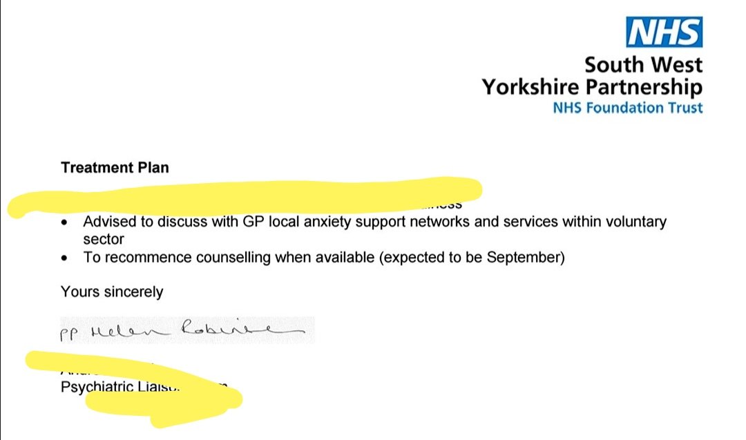 of course I lied & told them I was safe. Because I knew I was safer with my thoughts & intentions than being trapped in psychiatry again. So I was discharged on condition I kept with  @LeedsWCTS for support. Who have now dropped me and told me to come back when well 