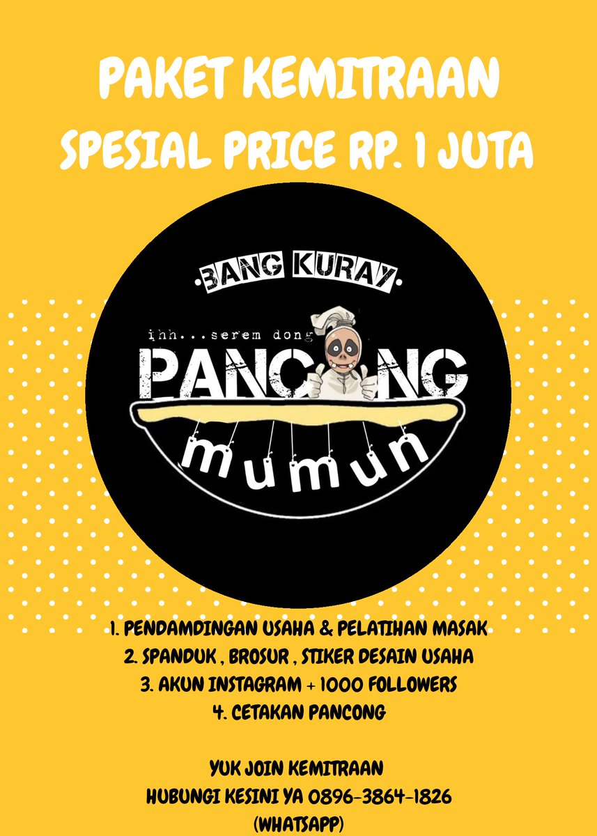 TeRwaday's tweet photo. Di usia 18 tahun kamu bisa kok wujudkan mimpi mu
Yuk saat nya kamu membuka usaha kuliner sekarang juga dengan modal segini kamu sudah bisa punya usaha kuliner kue pancong yuk join kemitraan di kita 0896-3864-1826 (Whatsapp) terima kasih 🤗 #18tahun https://t.co/WUrvIxOYfY