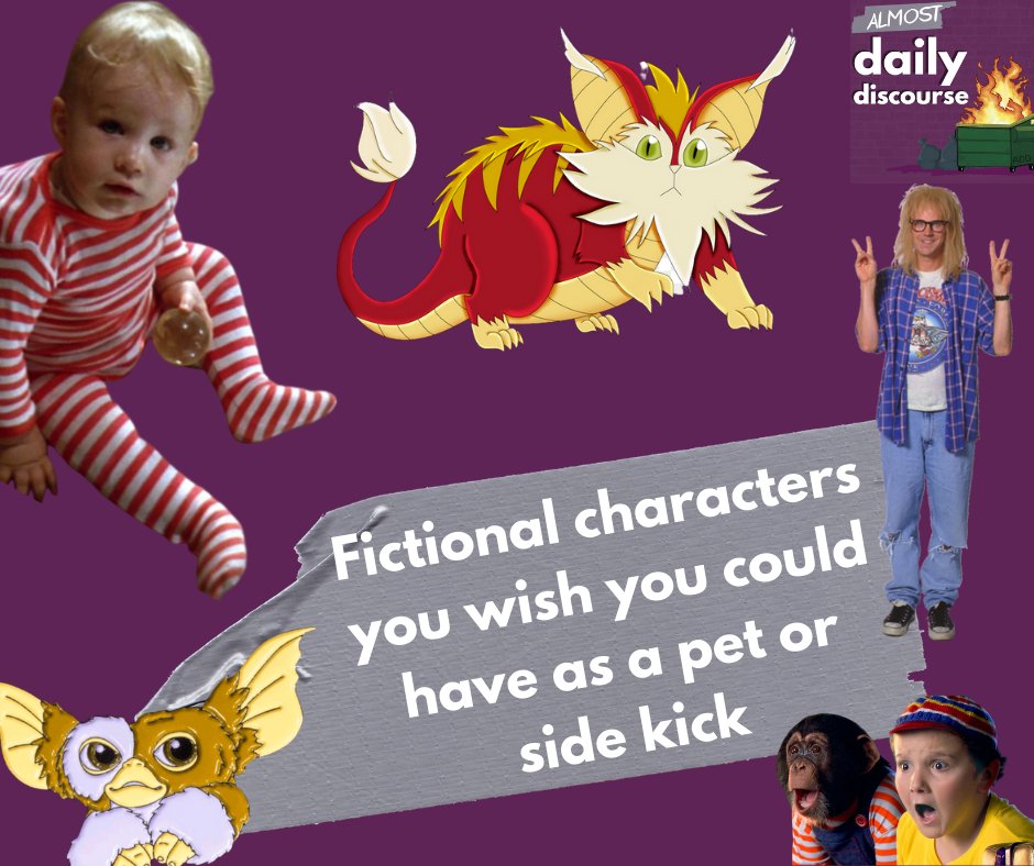 AlmostDailyPod's tweet photo. In this episode of ADD @ImaginaryNomad Asks us "What fictional character would you like as a pet or sidekick?" It has a few "hold on" moments in it that you have to hear. https://t.co/3m9Q4rz8Hi #thebabewiththepower #snarf https://t.co/bF5yZihd7A
