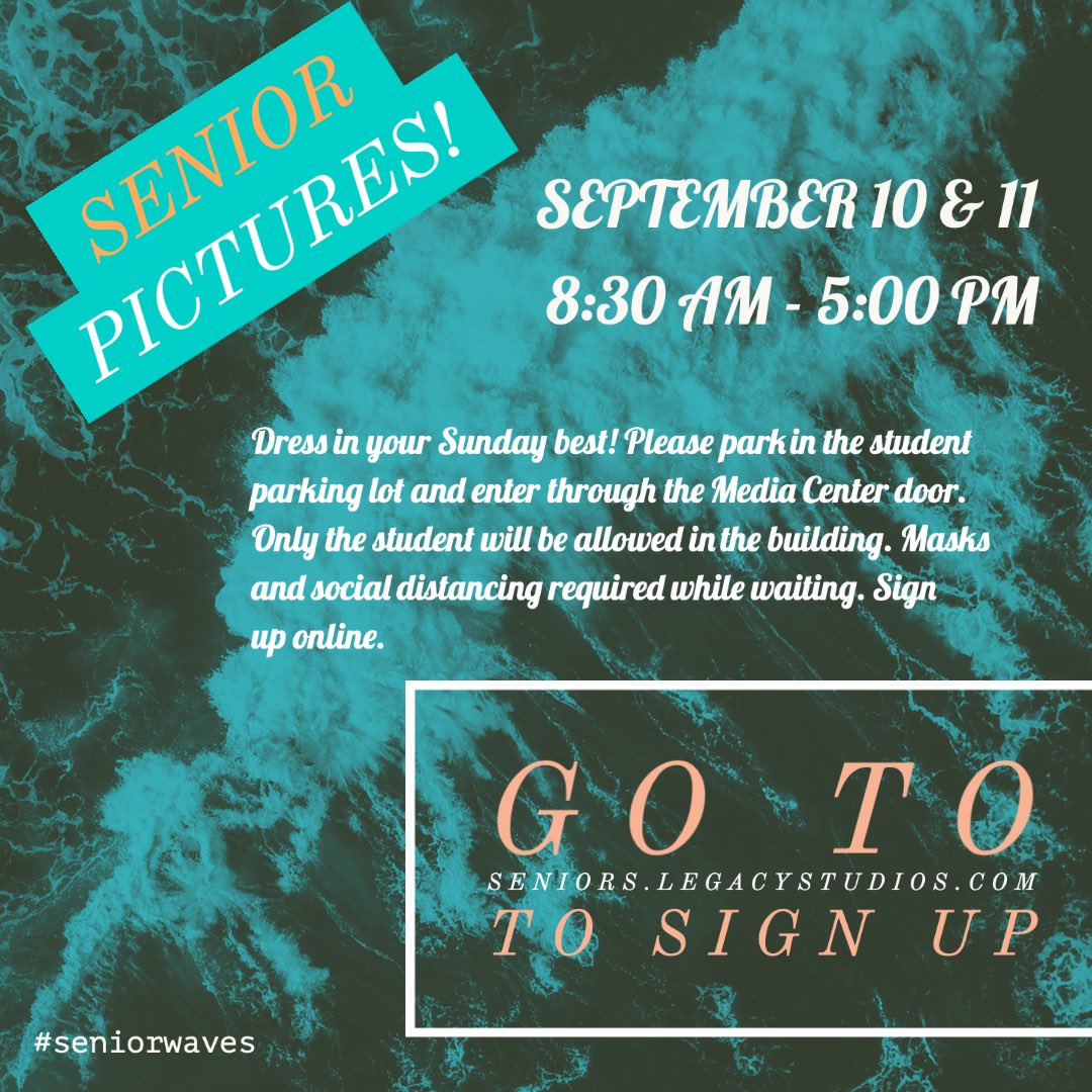 Reminder: Senior Pictures this week! Sign up at 
https://seniors.legacystudios. Com