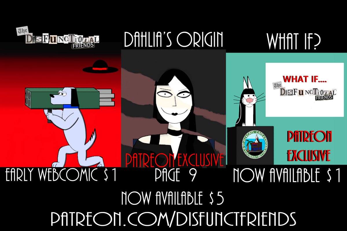 DarkMortimer's tweet photo. A new The Disfunctional friends Webcomic is now available on patreon for only a dollar.
#Art #Webcomics #Humor #Cats #Dogs #Birds #Penguins #PolarBears #InvisibleMan #Witches #Goth
#SupportArtists #IndieComics #Patreon #PatreonRewards #NightmareFest https://t.co/tiq1xZx1uO