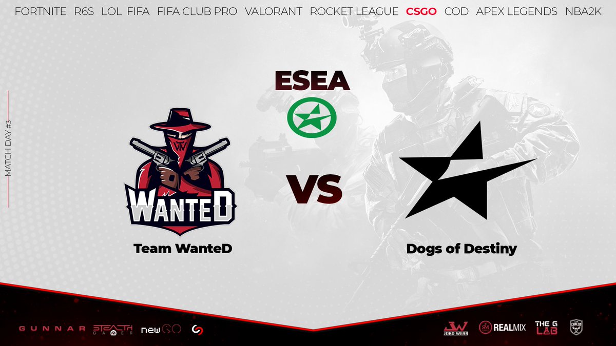 WanteD_TeamFR's tweet photo. [#ESEA Intermediate] #CSGO

C'est le 3e match de ligue @ESEA 

🆚l #DogsOfDestiny
⏰l 21h30
🗺️l Nuke
📺l https://t.co/xk2TZ9RlIP
🎙️ l @MaoCSGO &amp; @KitchAAAAcsgo
 
Plaisir de retrouver @KitchAAAAcsgo au cast pendant que @WanteD_ciaraN8D sera au coaching de l'équipe.

#WanteDFight🤠 https://t.co/bwj3hSOZVv