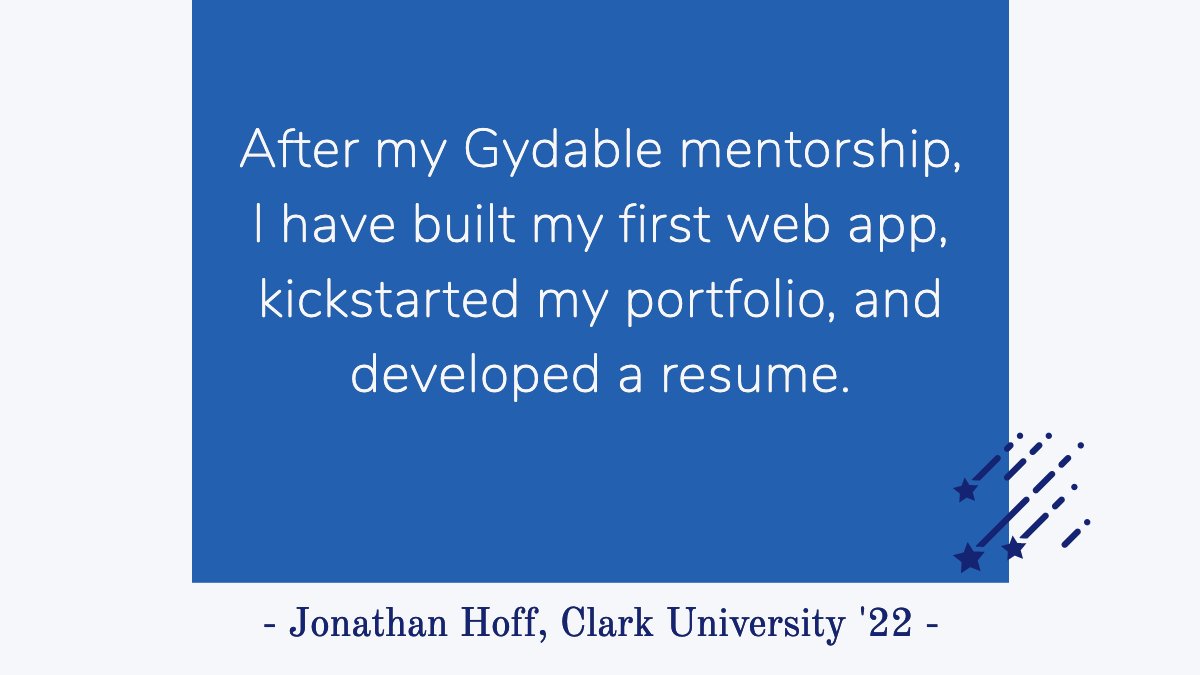 gydable's tweet photo. Learn how Gydable Summer Mentorship Program helped Jonathon to prepare for his career in tech: https://t.co/DuEBoLvynx

#career #technology #mentorship https://t.co/WsfOQIWjcz