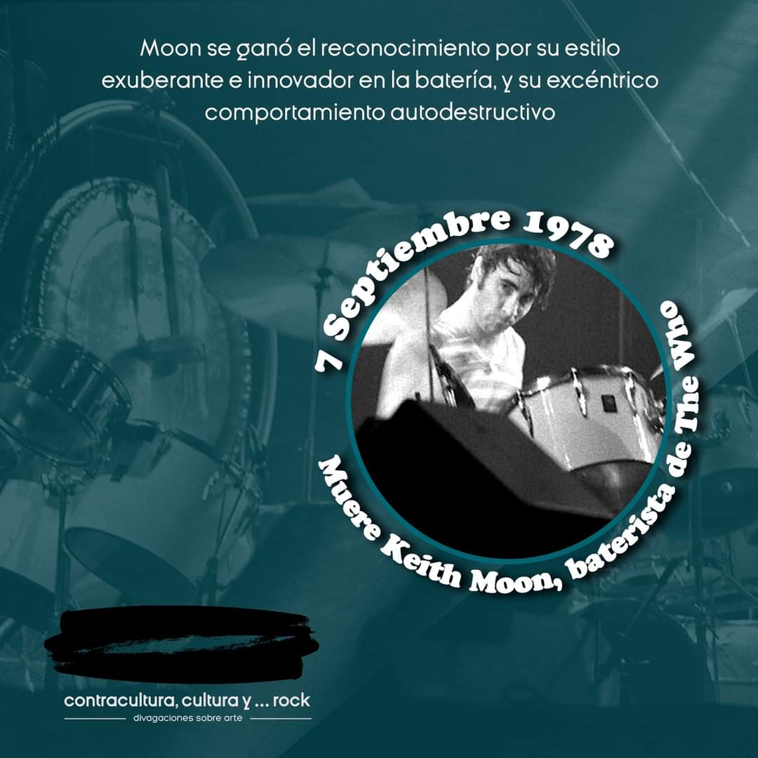MezcalRocks's tweet photo. Un día como hoy pero de 1978 falleció Keith Moon, baterista fundador de The Who. 

#undíacomohoy #contracultura #cultura #rock #divagacionessobrearte #septiembre https://t.co/4Sr1w8mMEa