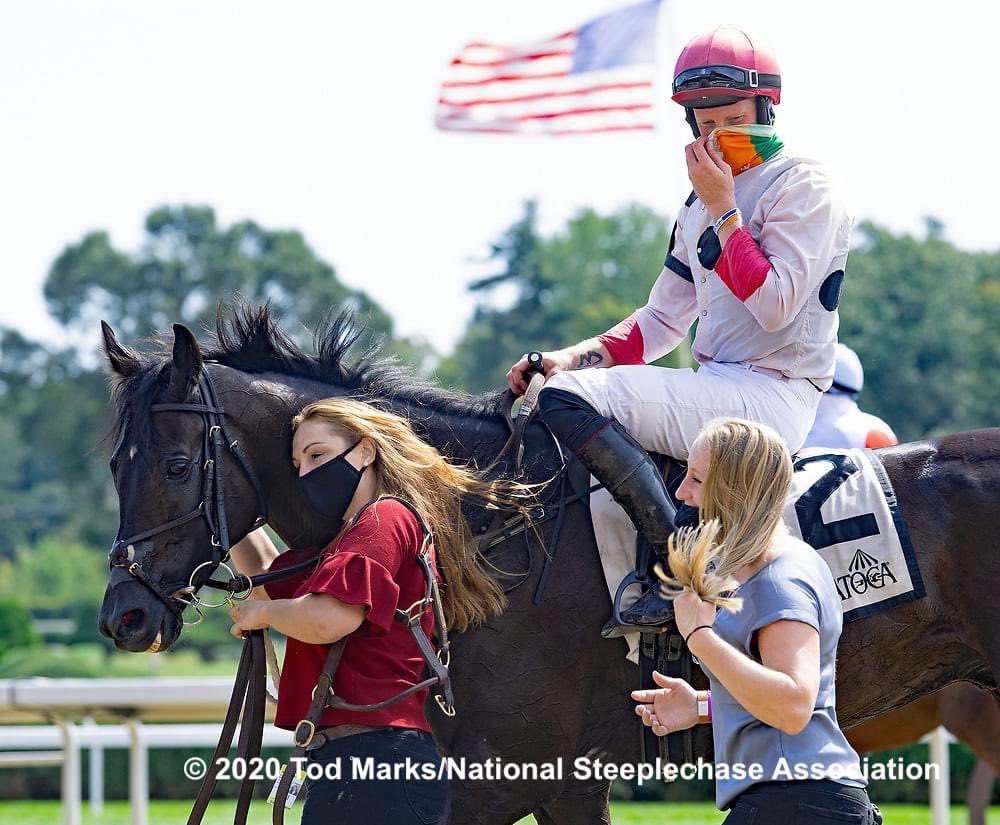 Keri145's tweet photo. What a way to finish the saratoga meet! Iranistan goes 2 for 2 up here winning both $50,000 ratings races- out of 10 starts we had 3 wins, 3 seconds, and 3 thirds at the spa... and head into the fall tied for the lead in the trainers standings. @eswyer @darrenpnagle https://t.co/c1ZpzWmF33