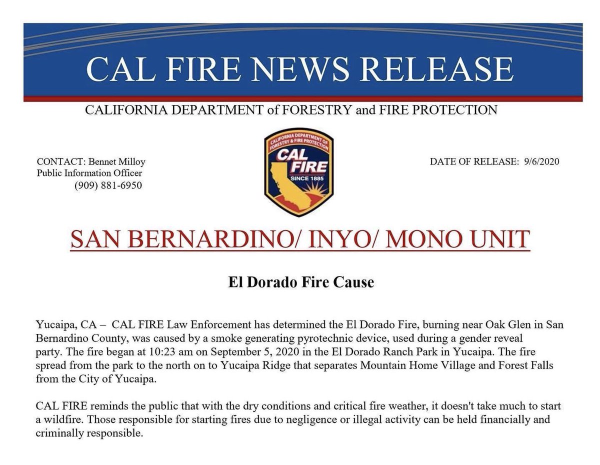 #GenderRevealParty gone wrong! #CAWILDFIRES #CalFire #ElDoradoFire #SanBernardino #wildfires #wildfireprevention #smokeybear