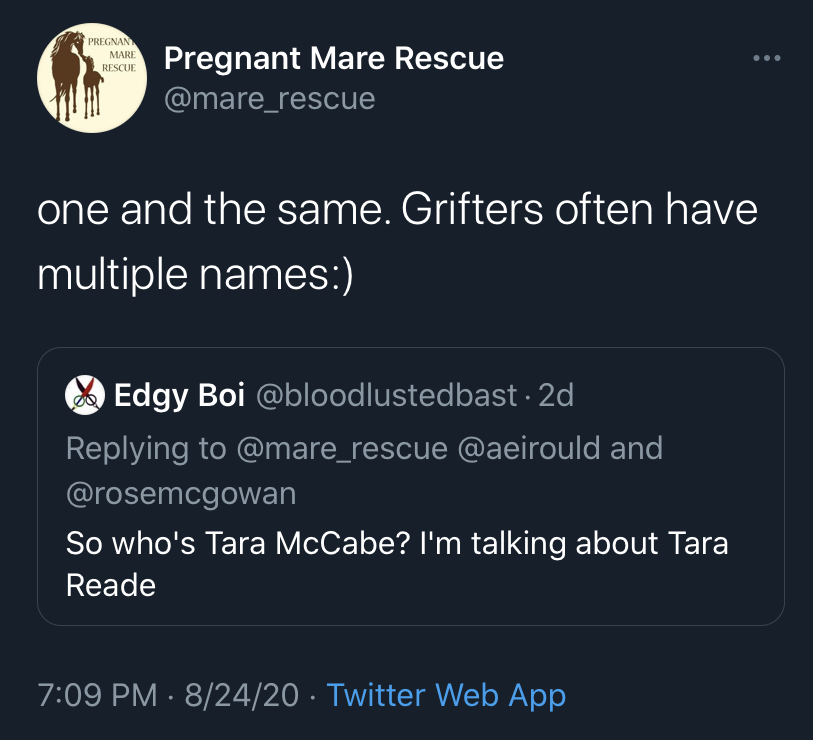 When people use Tara’s name change to discredit her, this is a grievous erasure of the horror she went through to leave an abusive relationship. 31/