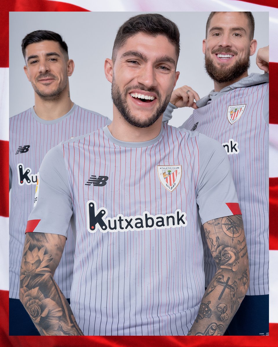 Shirt: AWAY The path Athletic players take from the Lezama academy to the first team is the inspiration behind this kit. The grey shirt has red stripes which travel from the hem up to the collar, representing the journey our youngsters take to get to the first team squad.