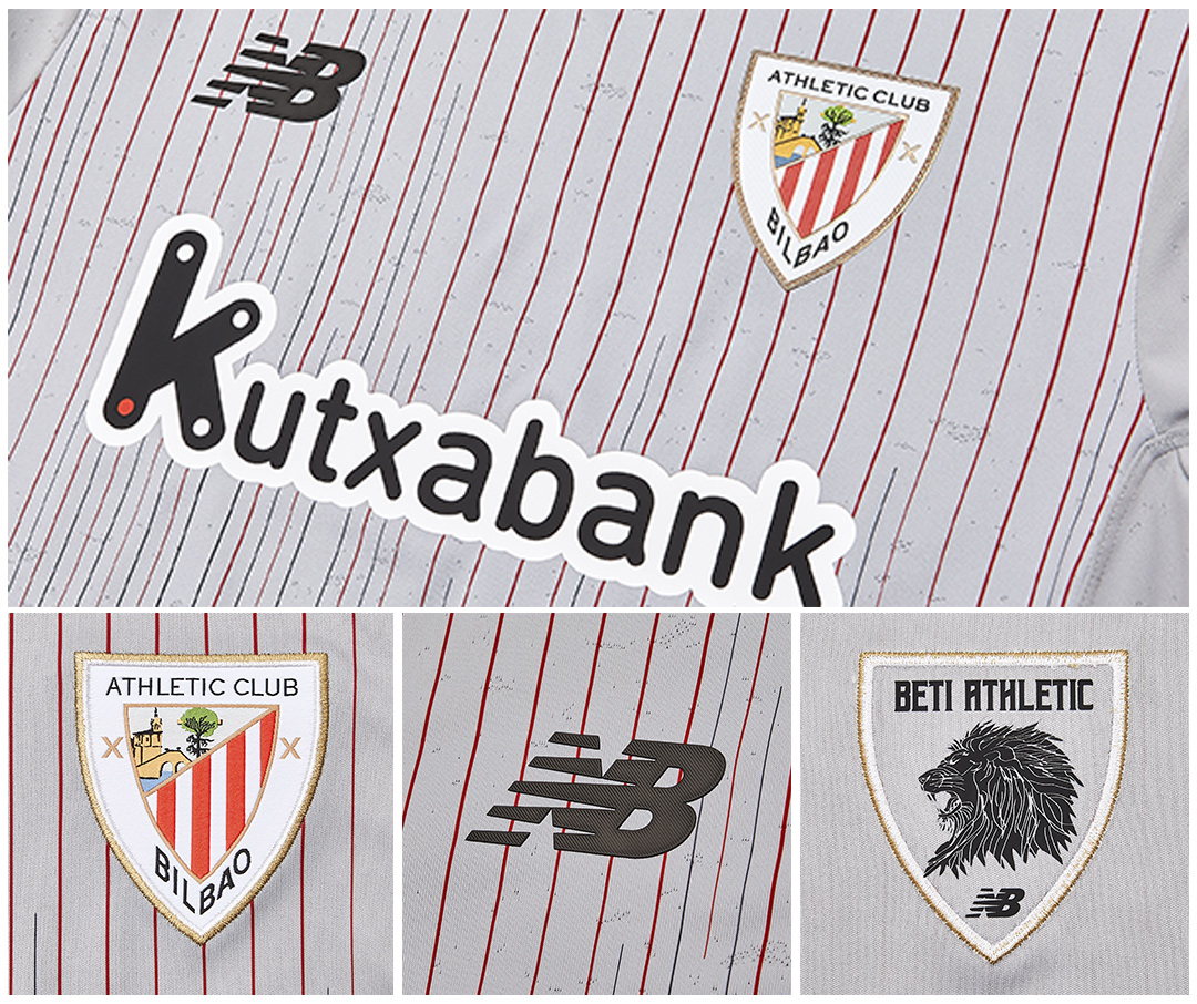 Shirt: AWAY The path Athletic players take from the Lezama academy to the first team is the inspiration behind this kit. The grey shirt has red stripes which travel from the hem up to the collar, representing the journey our youngsters take to get to the first team squad.