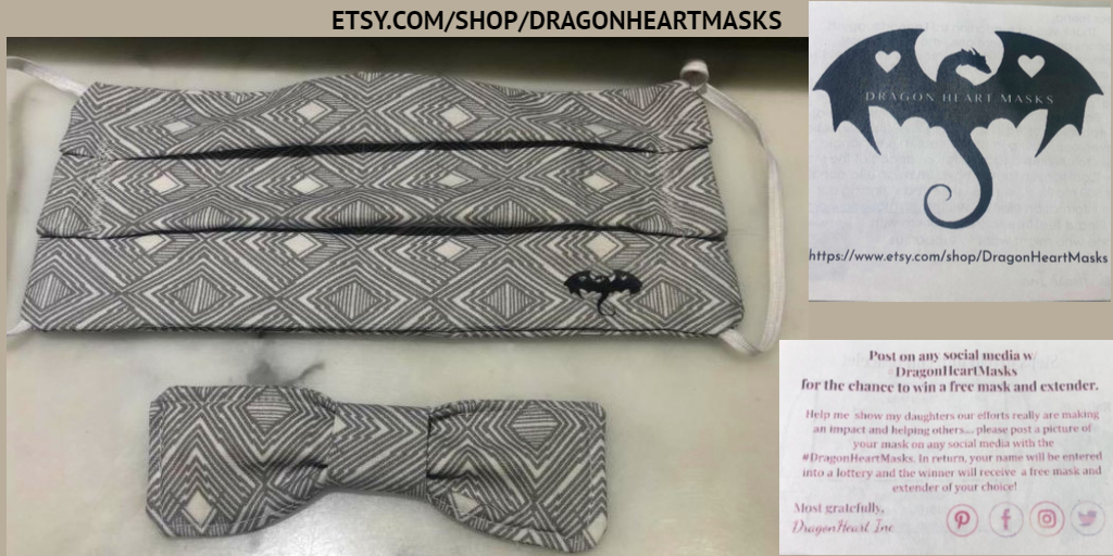 LeaBlackMiami's tweet photo. The most amazing immune-compromised young girls sent me this mask that is also a tie. I love it. Great way to stay protected and support young entrepreneurs. How fashionable and convenient in times like these! #DRAGONHEARTMASKS Get yours at https://t.co/HKqHaraHiP https://t.co/xEcnGNvAx1