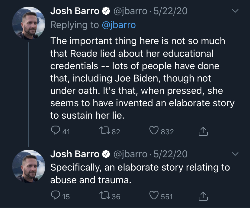 When verified media personas with more than 200k followers tweet that Tara “invented an elaborate story relating to abuse and trauma” it is an insult to all survivors of sexual and domestic violence.  @jbarro 35/