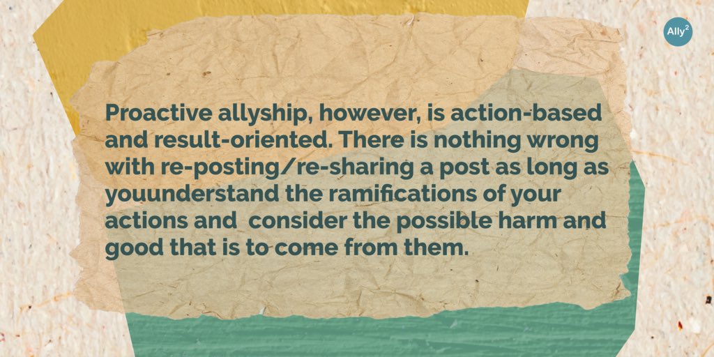 Ally2Squared's tweet photo. Today we distinguish between proactive allyship and reactive allyship, and provide a few tips for reposting content on social media. https://t.co/YD5LvjG75q