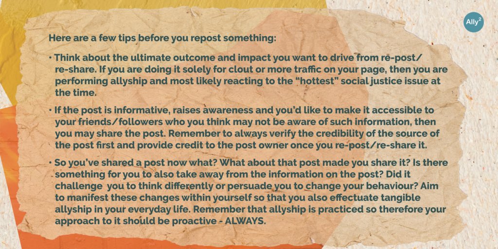 Ally2Squared's tweet photo. Today we distinguish between proactive allyship and reactive allyship, and provide a few tips for reposting content on social media. https://t.co/YD5LvjG75q