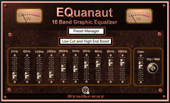 syntheway's tweet photo. Syntheway releases #EQuanaut a 10-Band Stereo Graphic Equalizer VST VST3 Audio Unit Plugin Effect for Windows and Mac 64 bit #10BandGraphicEqualizer #GraphicEqualizer #10BandEQ #GraphicEqualizerVST #GraphicEqualizerVST3 #GraphicEqualizerAudioUnit #GEQ #EQVST #EQVST3 #EQAudioUnit https://t.co/HSjWtnLHuh